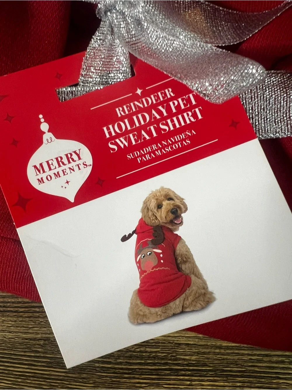 Merry Moments Reindeer Holiday Pet Sweatshirt - Red